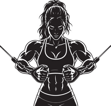 Female Cable Chest Fly Silhouette Vector Illustration