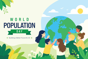Naklejka premium World Population Day Children Earth Vector