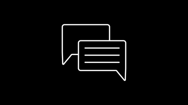 Linear chat speech bubbles. Two overlapping rectangular speech bubbles. Flat Illustrator vector file. High quality image