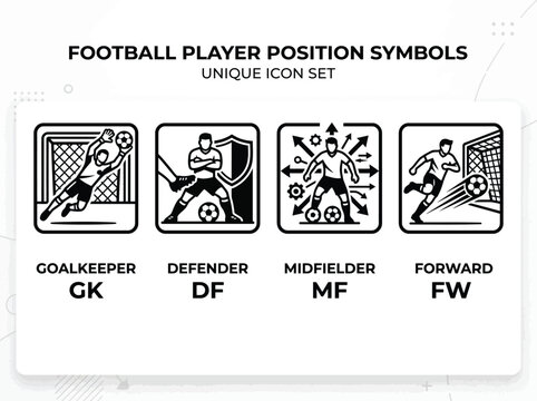 Football player position symbols icon set