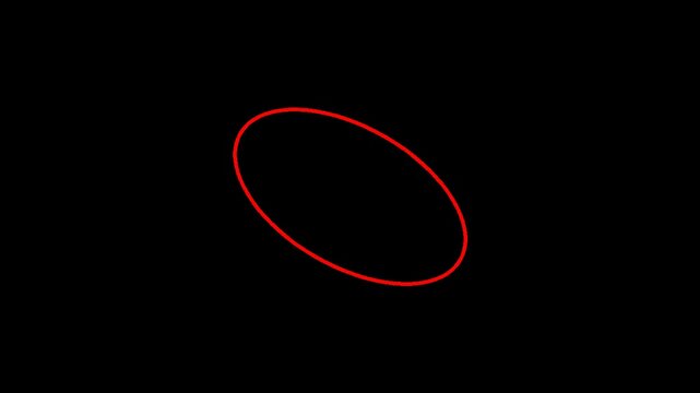 A simple red ellipse glowing on a black background, abstract design element.