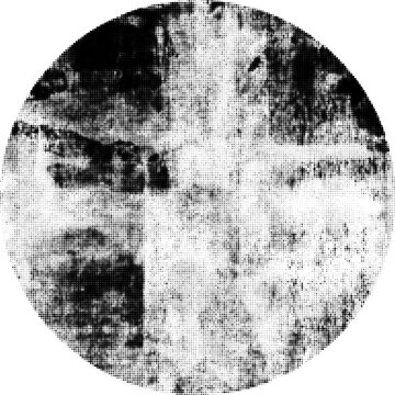 Large vector halftone circular ink texture with a transparent background