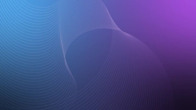 Fluid linear waves on gradient background animation, Abstract wavy lines forming flowing loops over a gradient background