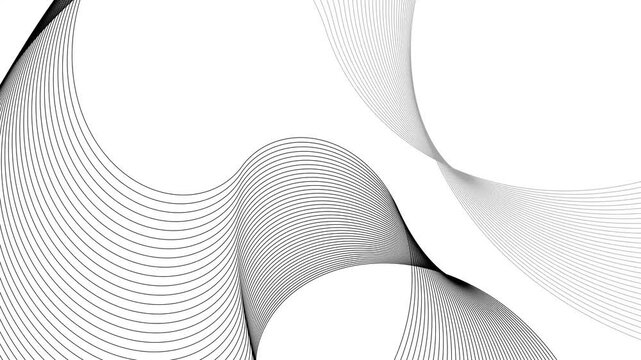Minimal white wave lines background animation, Abstract background with flowing white curved lines creating a minimalist wave pattern