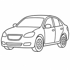 Fototapeta premium Car line art coloring page with generic sedan automobile outline illustration for kids