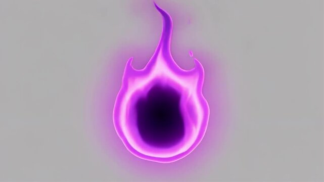 Vibrant purple flame shapes with dark centers on a light gray background.