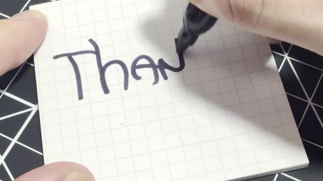 A Handwritten Thank you note, on a white background