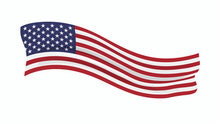 Fototapeta premium American Flag Waving in Wind Isolated on White Background with blue field and patriotic symbol and national emblem in stripes and stars patriotic icon for USA symbol