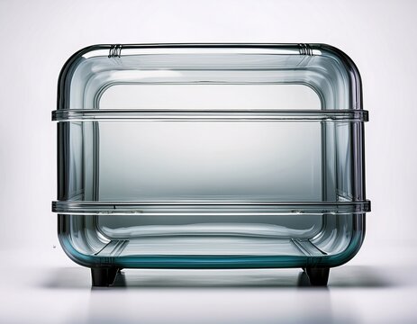 isolated display of a glass or plexiglass tank on a white background