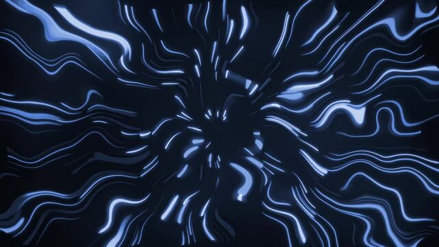 Neon fluid lines radiating on dark background animation
