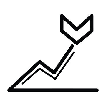Black line chart icon with a downward arrow symbol