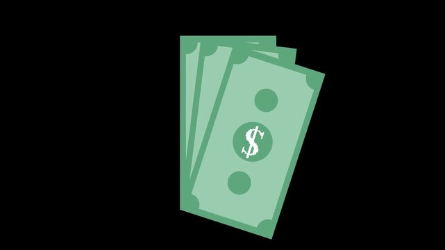 Minimalist Green Dollar Money Bills Icon Pixel Art Sign Business Finance Cash Loop Animation
