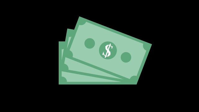 Minimalist Green Horizontal Dollar Money Bills Icon Pixel Art Business Finance Cash Loop Animation