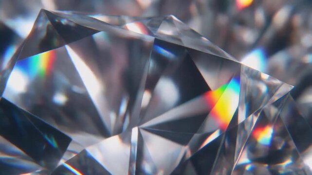 Abstract, wallpaper and diamond light or holographic prism for rainbow glow, sparkle or crystal. Background, reflect and iridescent pattern with gem bokeh or triangle jewel, geometric or kaleidoscope
