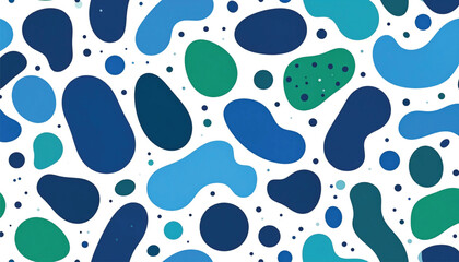 Fototapeta premium Blue and green abstract shapes pattern.