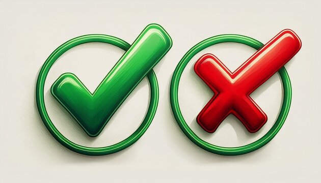 green checkmarks and red xs symbols for success and failure choices white background
