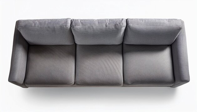 top view of grey single seat sofa with detail textures isolated on white