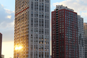 Fototapeta premium skyscrapers in the city of Kyiv Ukraine, beautiful new buildings in the city