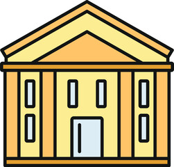 Naklejka premium Neoclassical building representing finance, government, or education in a line art style