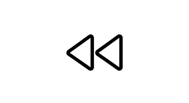 Rewind icon, double left arrow symbol for media player