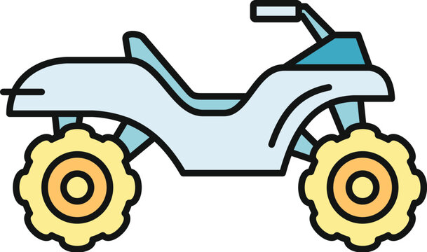 All terrain vehicle line icon illustration showing outdoor adventure and off road transport