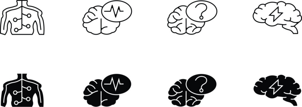 Medical infographic icons for brain and body health