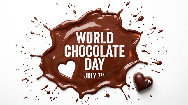 World chocolate day celebration splash isolated on white background