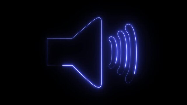 A glowing blue neon-style speaker icon designed to represent sound volume.