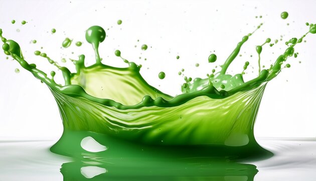 a green splash of paint isolated on a white background isolated on white background