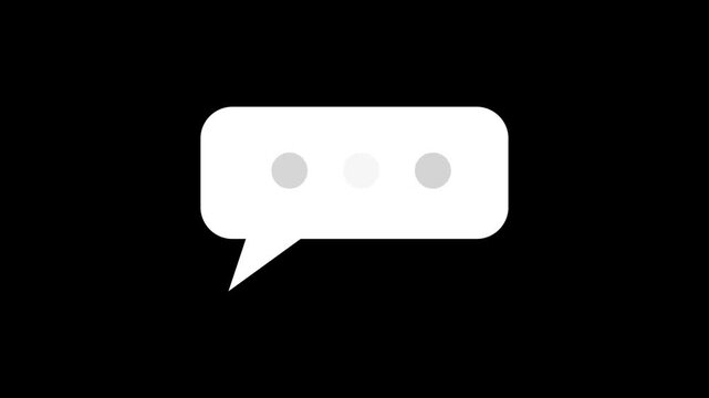 Simple style thought or speech bubble animation. 
Chat, speech bubble icon animation on green background 4K video