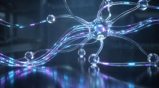 Abstract Molecular Structure with Glowing Connections