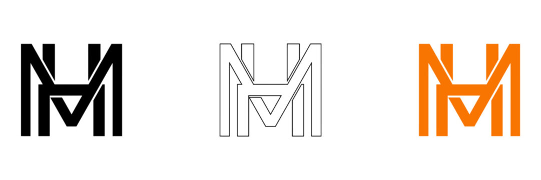 Three variations of interlocking m and w logos