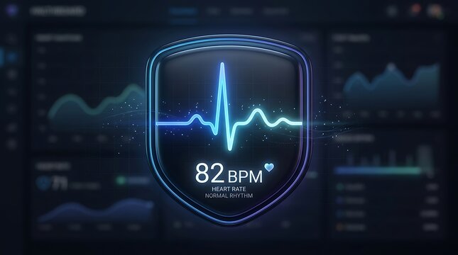 Animated lightbulb innovation displays vital signs with a heart rate of 82 BPM