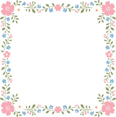 Obraz premium Delicate Square Floral Frame Elegant Pastel Flower Border Card