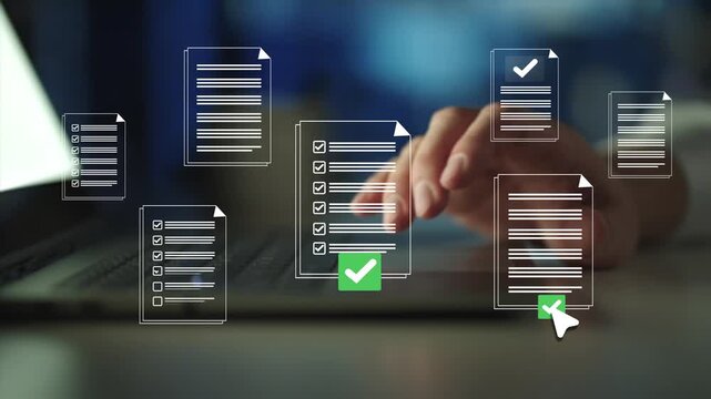  Artificial intelligence, check electronic documents on digital documents on virtual screen Document Management System
