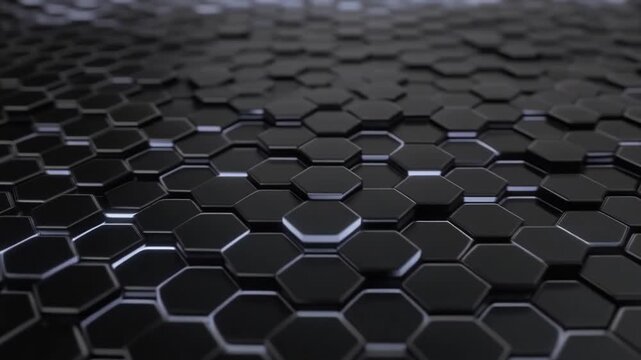 Futuristic dark hexagon grid loop 未来的でダークなヘキサゴングリッドの背景ループ動画素材