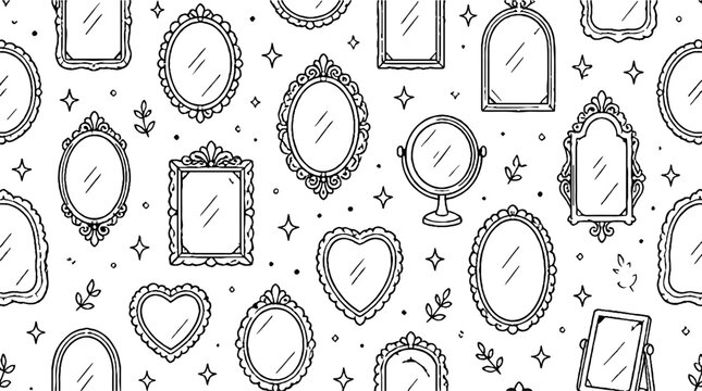 Elegant collection of decorative mirrors and frames pattern.
