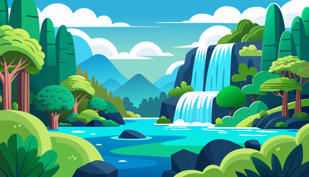 vector, landscape, nature, illustration, grass, lawn, turf, greenery, meadow, summer, summertime, warm season, sunny season, park, garden, recreation area, green belt, green space, joy, delight