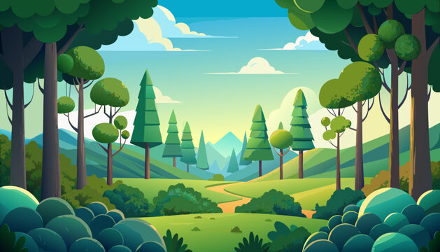 vector, landscape, nature, illustration, grass, lawn, turf, greenery, meadow, summer, summertime, warm season, sunny season, park, garden, recreation area, green belt, green space, joy, delight