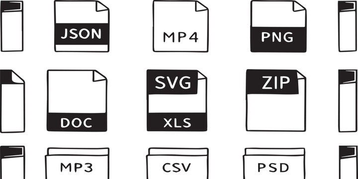 Digital file format and document type icon set for web