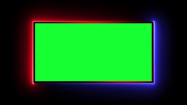 glowing neon blue color square rectangle picture frame icon animation display neon box footage shape round seamless border retro movement on black background 4k video