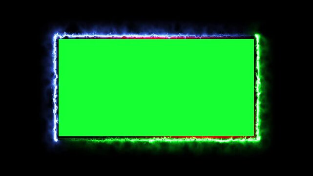 Abstract glowing neon light rectangle border frame animation, Futuristic light effect isolated on black Background 4k video