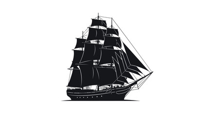 Black sailing ship on white background © NurJahan