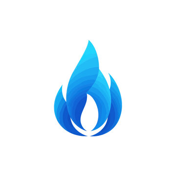 Abstract Blue Flame Icon Isolated