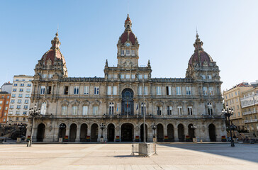 Obraz premium City Hall in the Maria Pita Square in La Coruña, Spain.