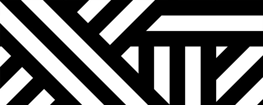Abstract black and white straight lines with different angles pattern for illustration.