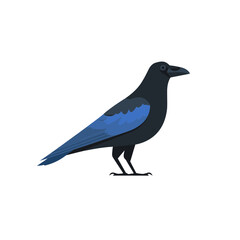 Naklejka premium Black Raven Icon with Blue Wings and Red Eyes