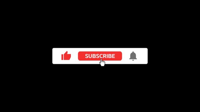Animated Subscribe Button for Video Overlay. Like Subscribe Bell Notification Button, subscribe to the channel. Transparent Screen
