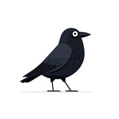 Naklejka premium Cartoon Black Crow Icon Isolated