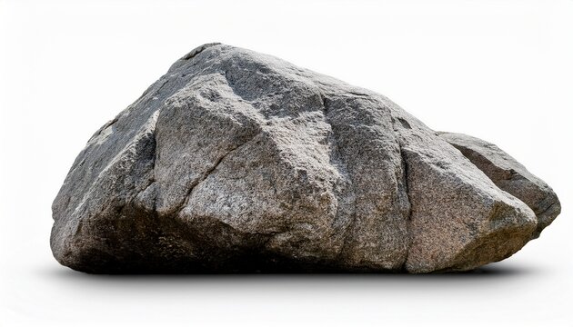 large granite boulder rock isolated on white background